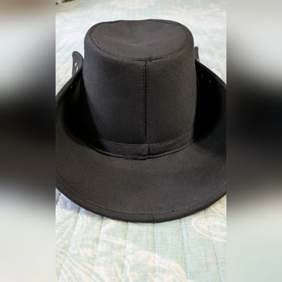 Black Jeans Studded, Light Weight, Women's Cowboy Hat With Side Snap Buttons. - Picture 10 of 12